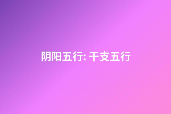 阴阳五行: 干支五行